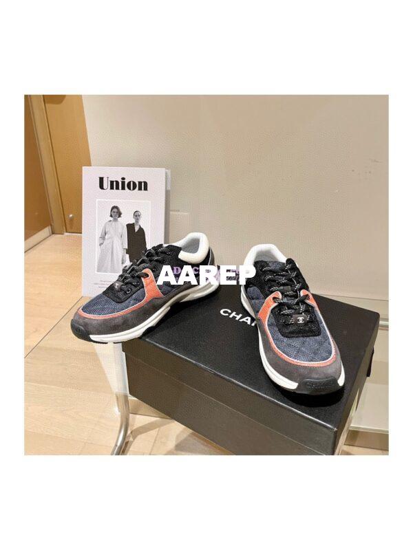 Replica Chanel Trainers Fabric & Suede Calfskin G38299 Black Blue 3