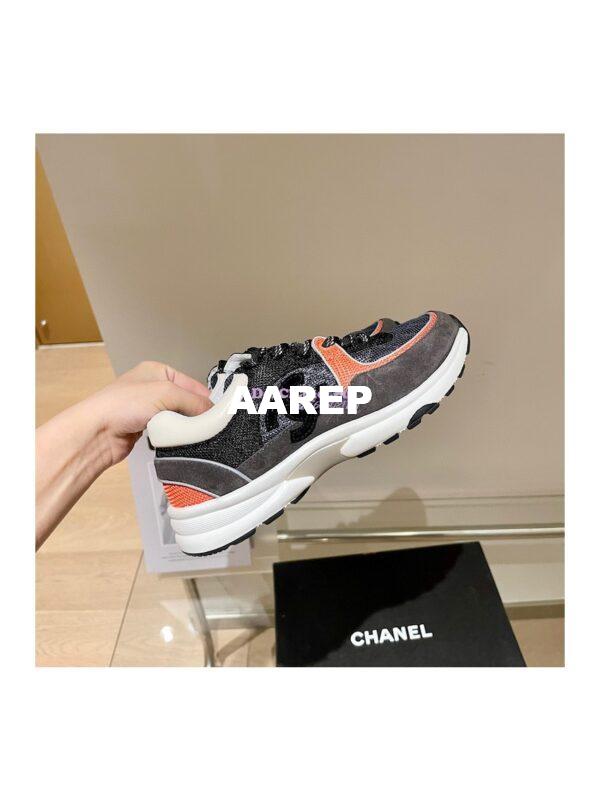 Replica Chanel Trainers Fabric & Suede Calfskin G38299 Black Blue 4
