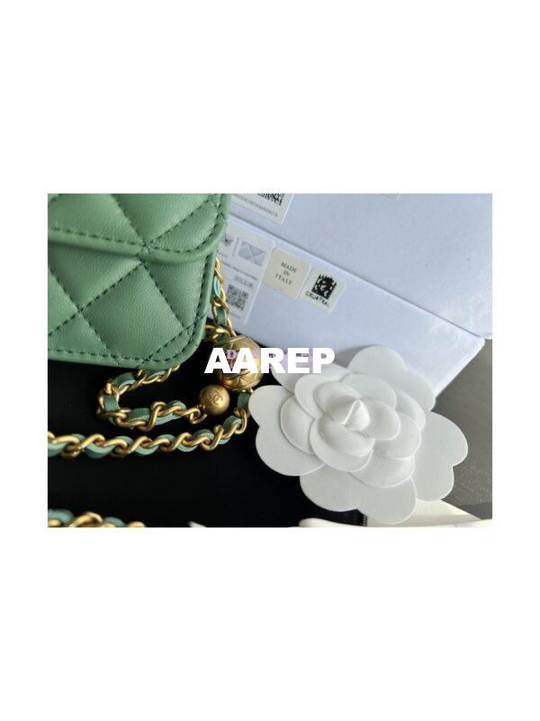 Replica Chanel 23C Wallet On Chain WOC Lambskin Bag with Charm AP3071 Green 4