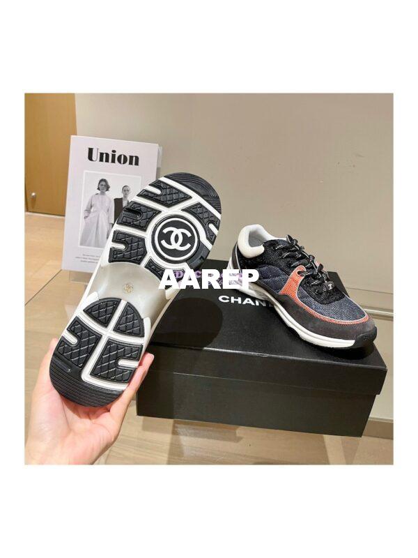 Replica Chanel Trainers Fabric & Suede Calfskin G38299 Black Blue 7