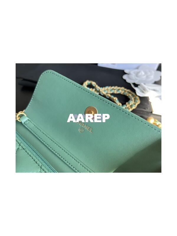 Replica Chanel 23C Wallet On Chain WOC Lambskin Bag with Charm AP3071 Green 7