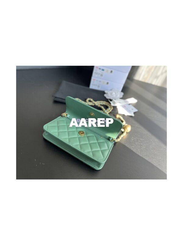 Replica Chanel 23C Wallet On Chain WOC Lambskin Bag with Charm AP3071 Green 8