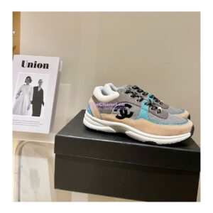 Replica Chanel Trainers Fabric & Suede Calfskin G38299 Brown Green