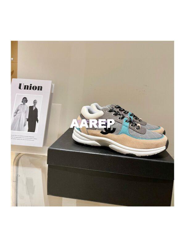 Replica Chanel Trainers Fabric & Suede Calfskin G38299 Brown Green