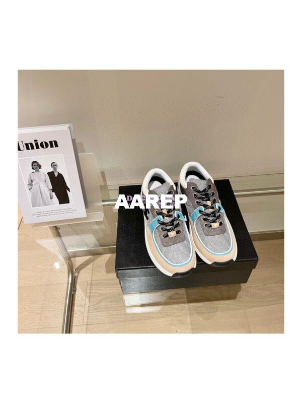 Replica Chanel Trainers Fabric & Suede Calfskin G38299 Brown Green 2
