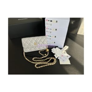 Replica Chanel 23C Wallet On Chain WOC Lambskin Bag with Charm AP3071 Grey