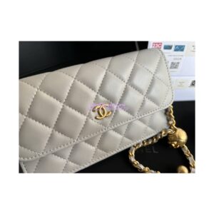 Replica Chanel 23C Wallet On Chain WOC Lambskin Bag with Charm AP3071 Grey 2