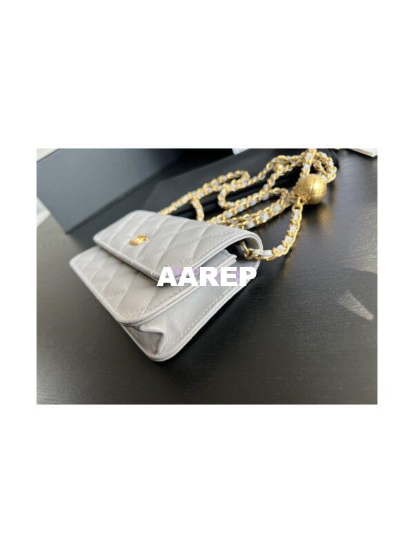Replica Chanel 23C Wallet On Chain WOC Lambskin Bag with Charm AP3071 Grey 5