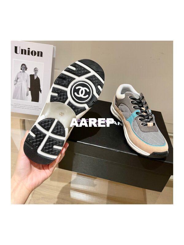 Replica Chanel Trainers Fabric & Suede Calfskin G38299 Brown Green 8