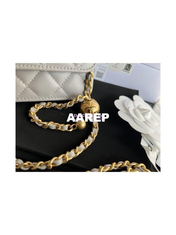 Replica Chanel 23C Wallet On Chain WOC Lambskin Bag with Charm AP3071 Grey 6