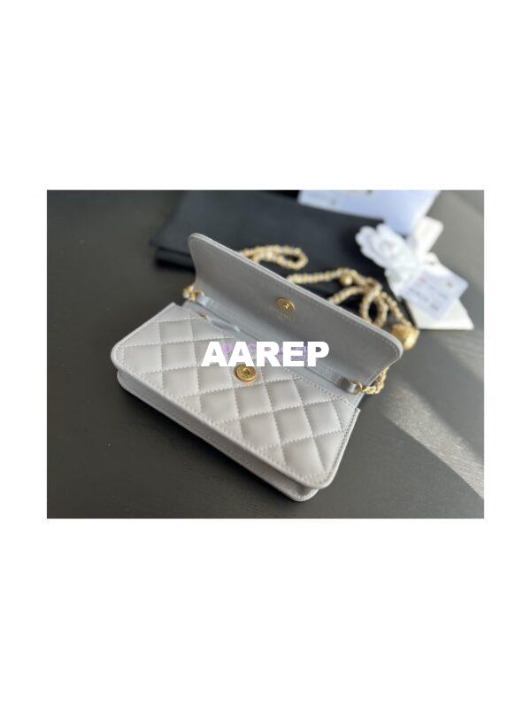 Replica Chanel 23C Wallet On Chain WOC Lambskin Bag with Charm AP3071 Grey 8