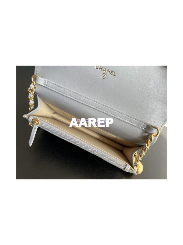 Replica Chanel 23C Wallet On Chain WOC Lambskin Bag with Charm AP3071 Grey 9