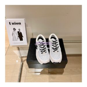 Replica Chanel Trainers Fabric & Suede Calfskin G38299 Grey & White 2