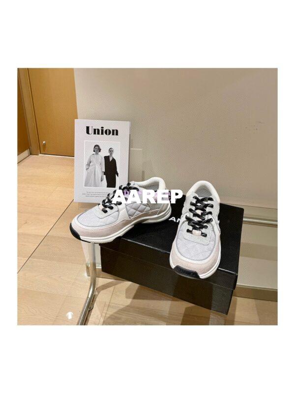 Replica Chanel Trainers Fabric & Suede Calfskin G38299 Grey & White 3