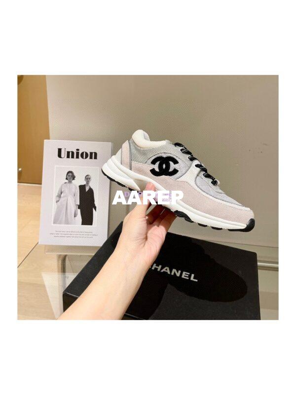 Replica Chanel Trainers Fabric & Suede Calfskin G38299 Grey & White 4