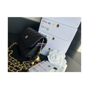 Replica Chanel 23C Wallet On Chain WOC Lambskin Bag with Charm AP3071 Black 2