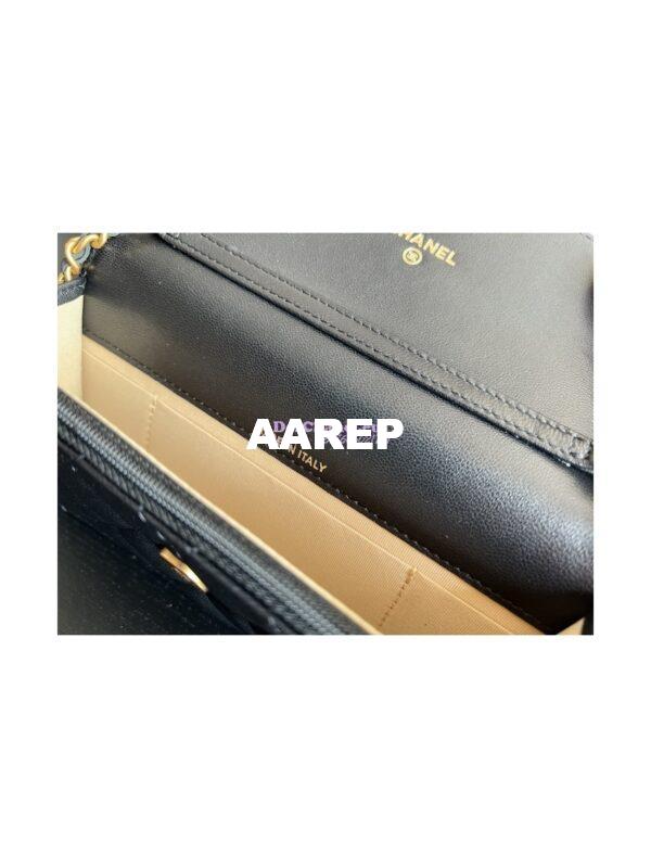 Replica Chanel 23C Wallet On Chain WOC Lambskin Bag with Charm AP3071 Black 9