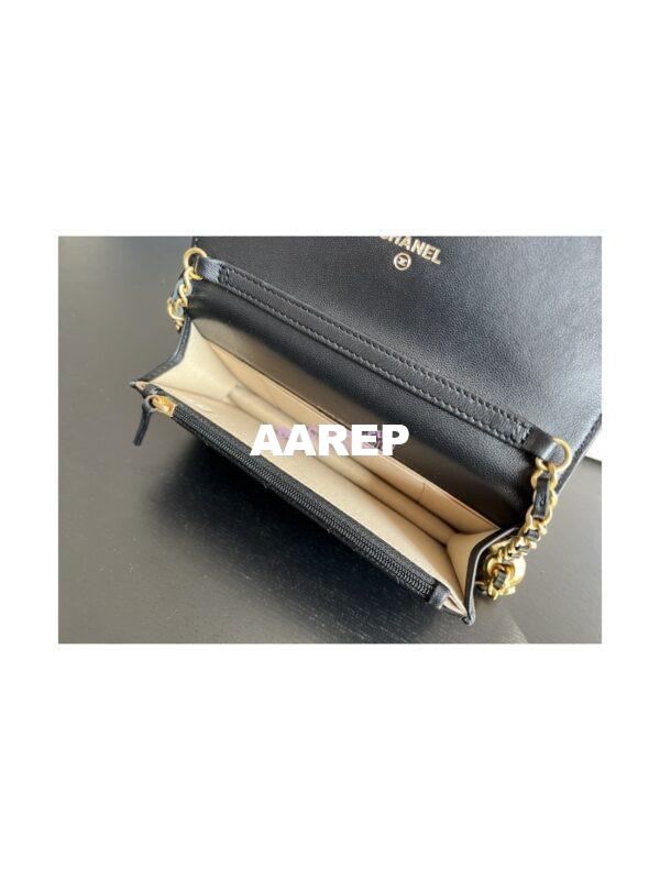 Replica Chanel 23C Wallet On Chain WOC Lambskin Bag with Charm AP3071 Black 10