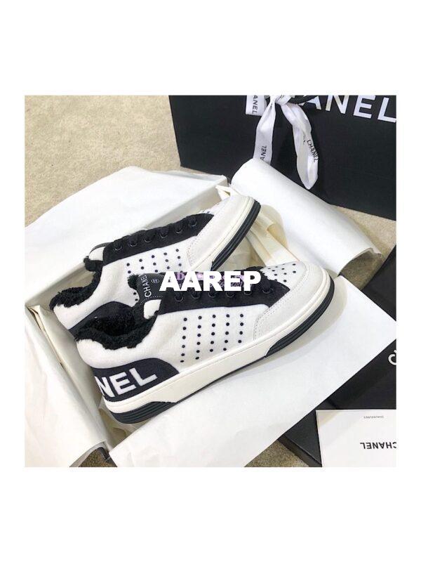 Replica Chanel Trainers Fabric & Suede Calfskin G38038 White 2
