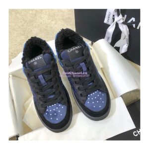 Replica Chanel Trainers Fabric & Suede Calfskin G38038 Blue 2
