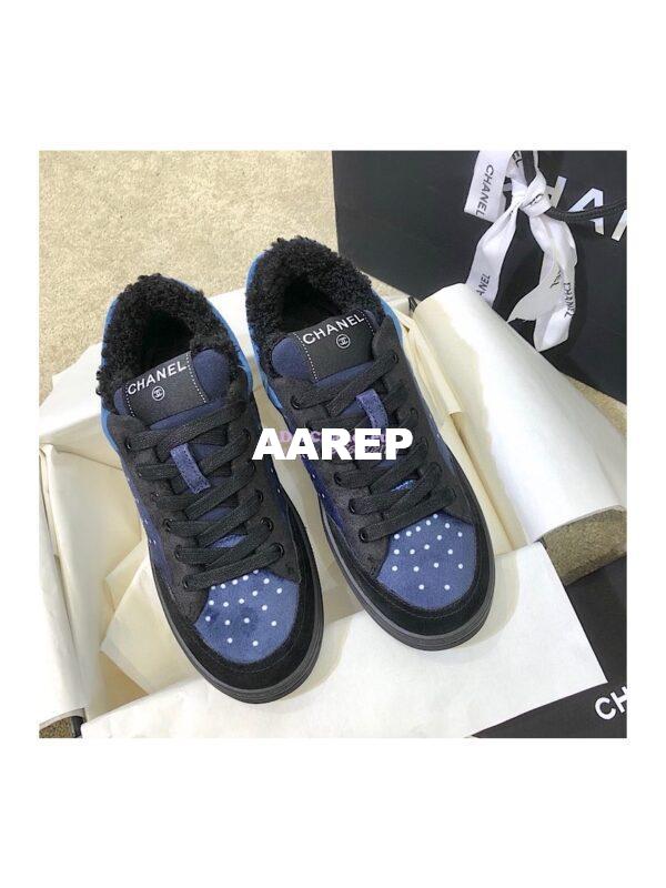 Replica Chanel Trainers Fabric & Suede Calfskin G38038 Blue 4