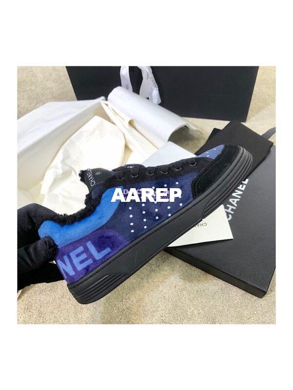 Replica Chanel Trainers Fabric & Suede Calfskin G38038 Blue 5