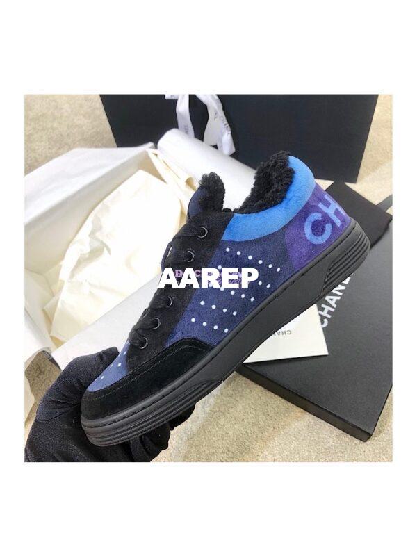 Replica Chanel Trainers Fabric & Suede Calfskin G38038 Blue 8