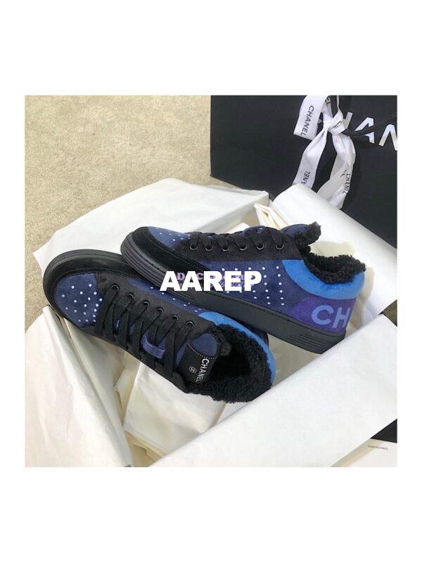Replica Chanel Trainers Fabric & Suede Calfskin G38038 Blue 10