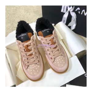 Replica Chanel Trainers Fabric & Suede Calfskin G38038 Pink 2
