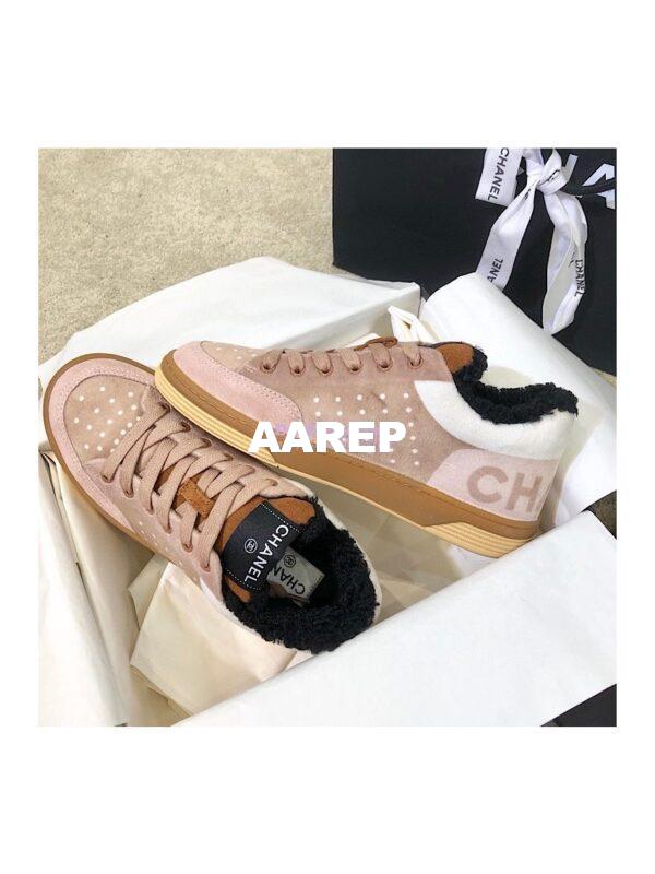 Replica Chanel Trainers Fabric & Suede Calfskin G38038 Pink 6