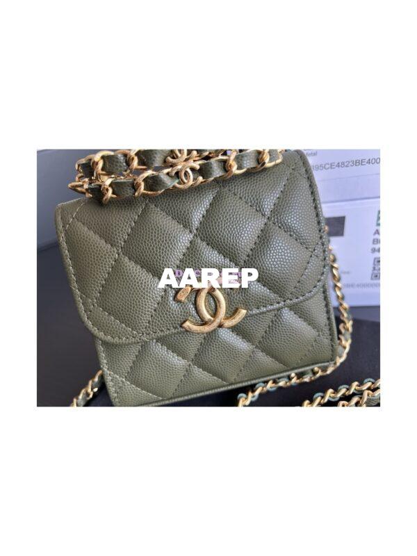 Replica Chanel Clutch With Chain Grained Calfskin AP3020 Khaki 5