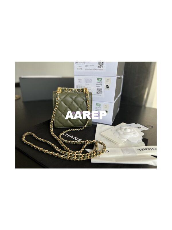 Replica Chanel Clutch With Chain Grained Calfskin AP3020 Khaki 8