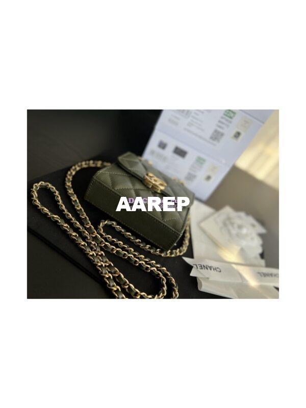 Replica Chanel Clutch With Chain Grained Calfskin AP3020 Khaki 9