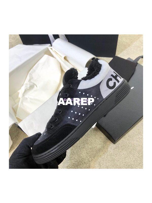 Replica Chanel Trainers Fabric & Suede Calfskin G38038 Grey 4
