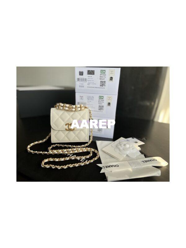 Replica Chanel Clutch With Chain Grained Calfskin AP3020 White 2