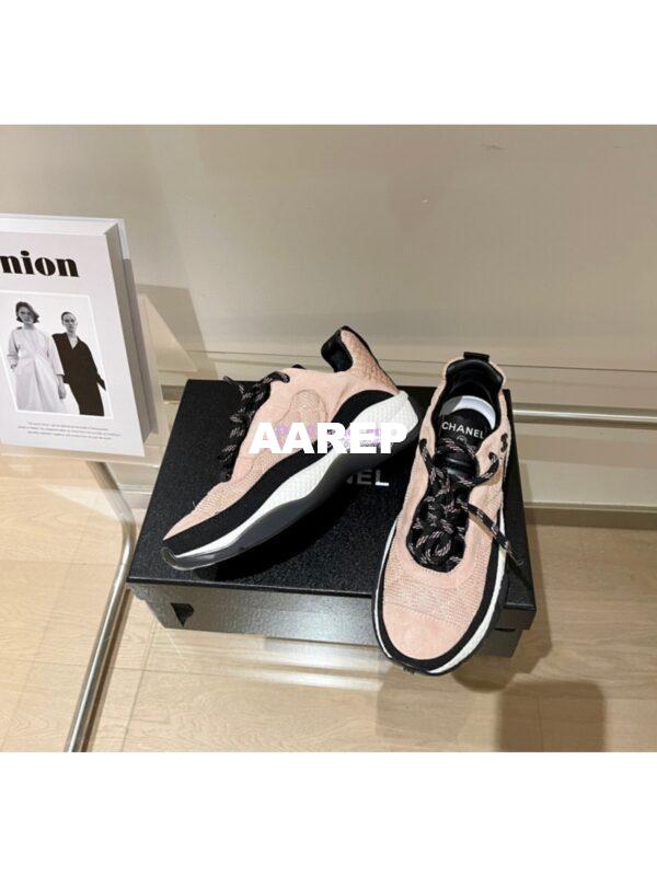 Replica Chanel Trainer Fabric & Suede Calfskin G38290 Beige 4