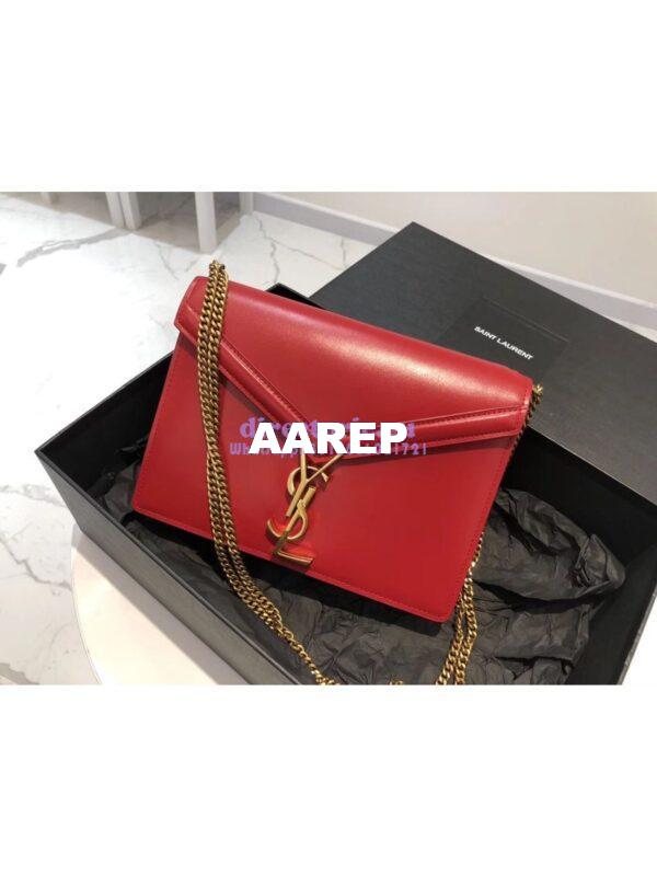Replica YSL Saint Laurent Cassandra Monogram Clasp Bag In Smooth Leather Red