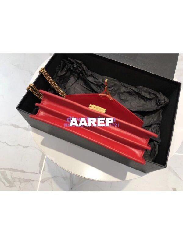 Replica YSL Saint Laurent Cassandra Monogram Clasp Bag In Smooth Leather Red 4