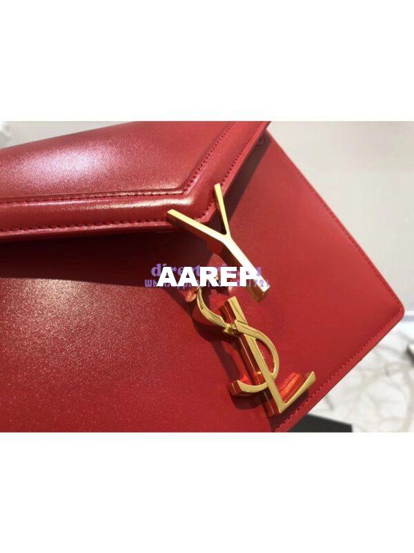 Replica YSL Saint Laurent Cassandra Monogram Clasp Bag In Smooth Leather Red 7