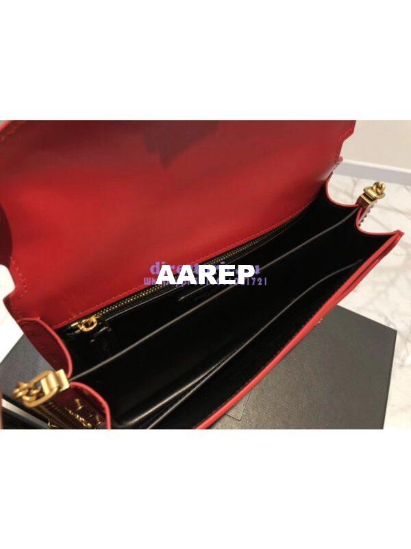 Replica YSL Saint Laurent Cassandra Monogram Clasp Bag In Smooth Leather Red 8