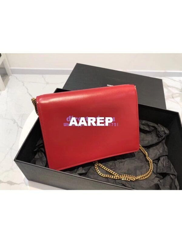 Replica YSL Saint Laurent Cassandra Monogram Clasp Bag In Smooth Leather Red 9