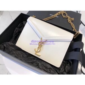 Replica YSL Saint Laurent Cassandra Monogram Clasp Bag In Smooth Leather White