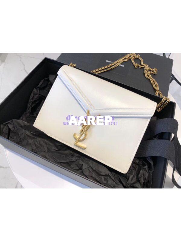 Replica YSL Saint Laurent Cassandra Monogram Clasp Bag In Smooth Leather White 3