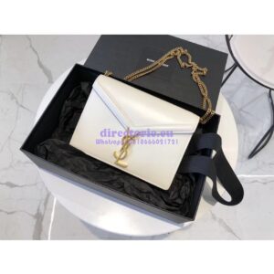 Replica YSL Saint Laurent Cassandra Monogram Clasp Bag In Smooth Leather White 2