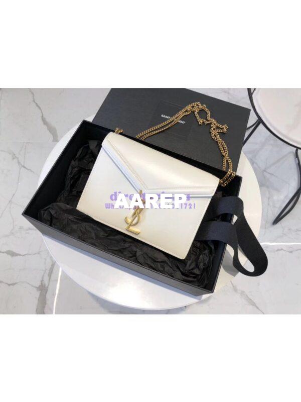 Replica YSL Saint Laurent Cassandra Monogram Clasp Bag In Smooth Leather White 4