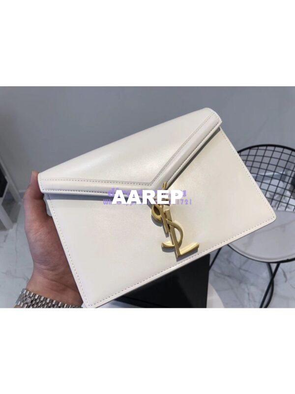 Replica YSL Saint Laurent Cassandra Monogram Clasp Bag In Smooth Leather White 5