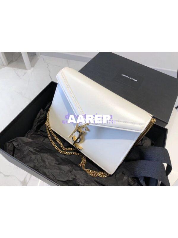 Replica YSL Saint Laurent Cassandra Monogram Clasp Bag In Smooth Leather White 6