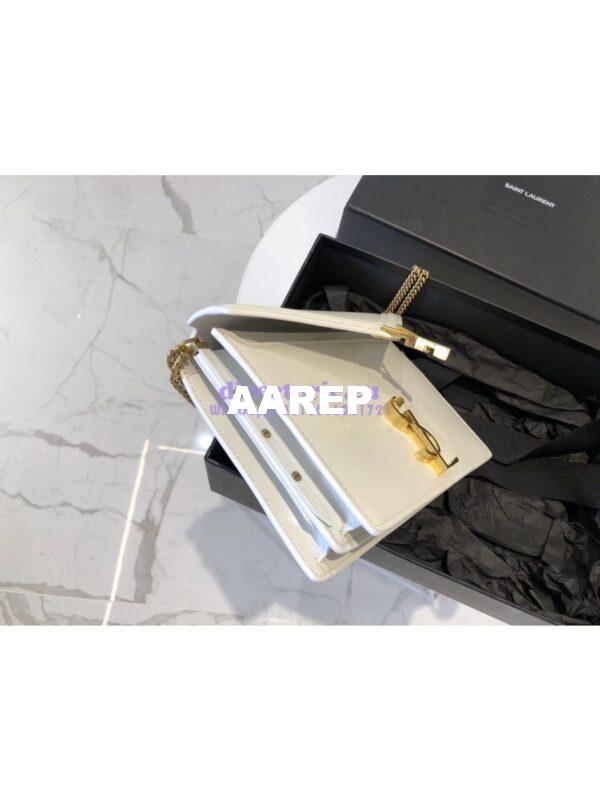 Replica YSL Saint Laurent Cassandra Monogram Clasp Bag In Smooth Leather White 8