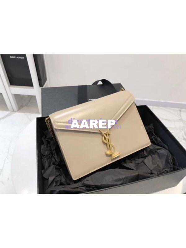 Replica YSL Saint Laurent Cassandra Monogram Clasp Bag In Smooth Leather Beige 3