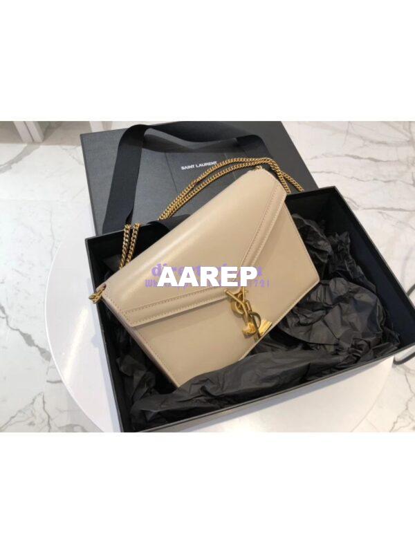 Replica YSL Saint Laurent Cassandra Monogram Clasp Bag In Smooth Leather Beige 5